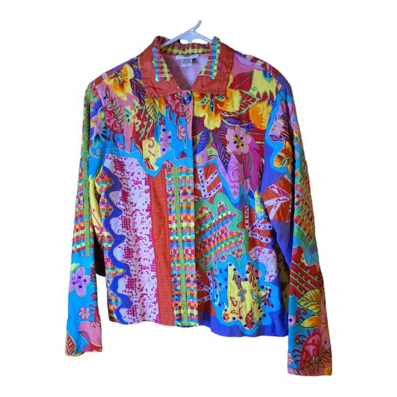 Sandy Starkman Multicolor Rayon Jacket Medium - Picture 1 of 7